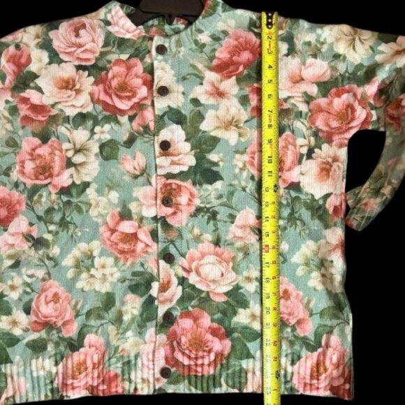 NWOT Gorgeous Pink Green Floral Print Knit Cardigan Sweater Size 3X - Picture 9 of 14